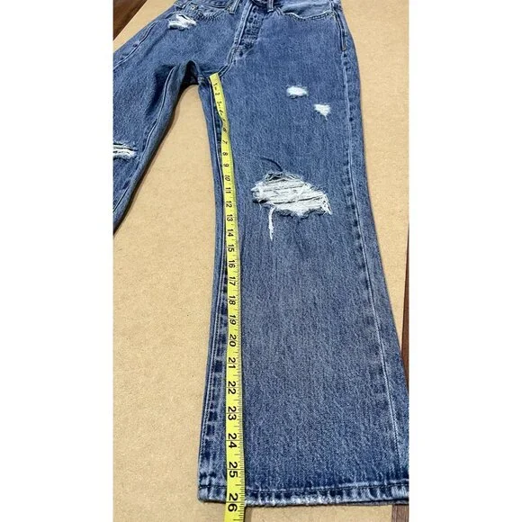 Pistola Anthropologie Women 26 jeans Cassie High Rise Straight Blue Distressed - Picture 9 of 14